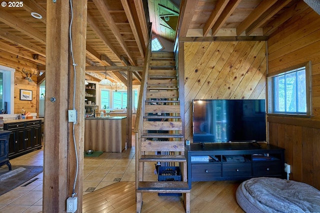 83863 Ollokot Ln, Joseph, OR 97846 - living room featuring wooden walls and tile patterned floors