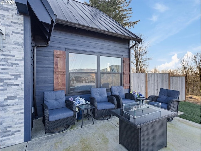 view of patio featuring an outdoor hangout area