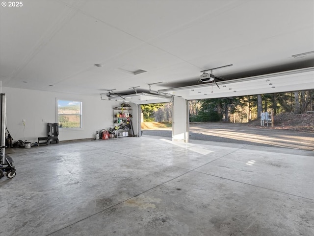 garage with a garage door opener