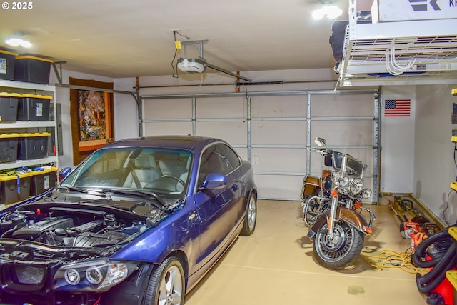 garage with a garage door opener