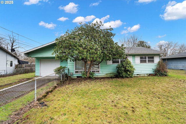 view of front of home featuring a garage and a front yard