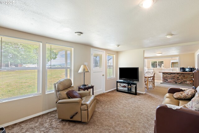 1548 Harlan St, Roseburg, OR 97471 - living room featuring carpet flooring, a textured ceiling, and healthy amount of natural light