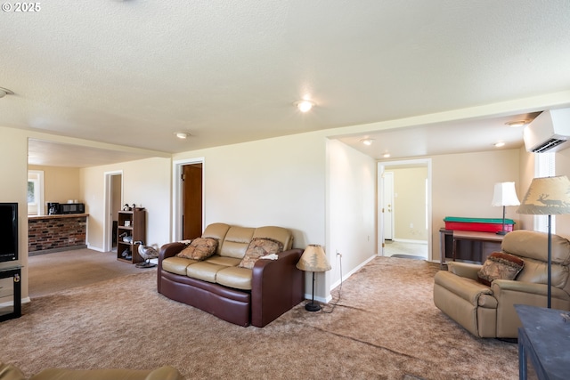 1548 Harlan St, Roseburg, OR 97471 - carpeted living room featuring an AC wall unit, recessed lighting, and a textured ceiling