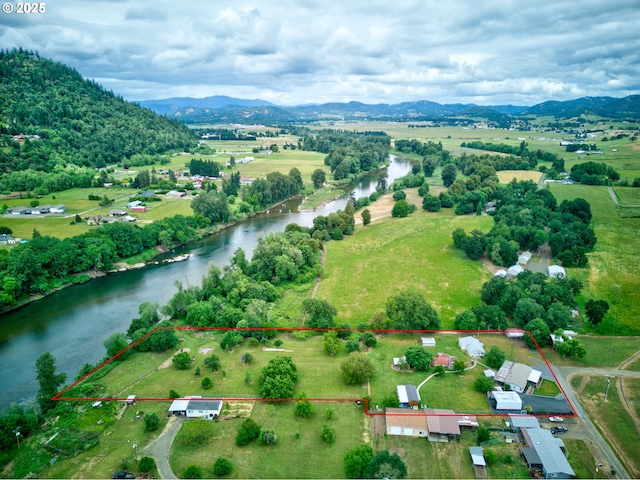 1548 Harlan St, Roseburg, OR 97471 - aerial view of sparsely populated area featuring a water and mountain view and property parcel outlined