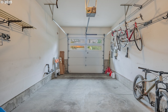 garage with a garage door opener