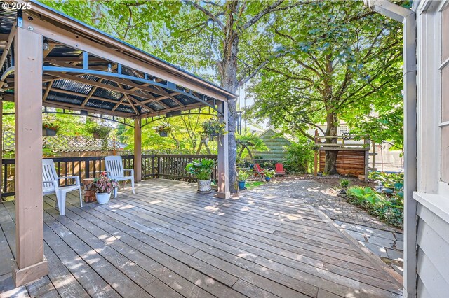 3954 NE 38th Ave, Portland, OR 97212 - wooden terrace with a gazebo and a fenced backyard