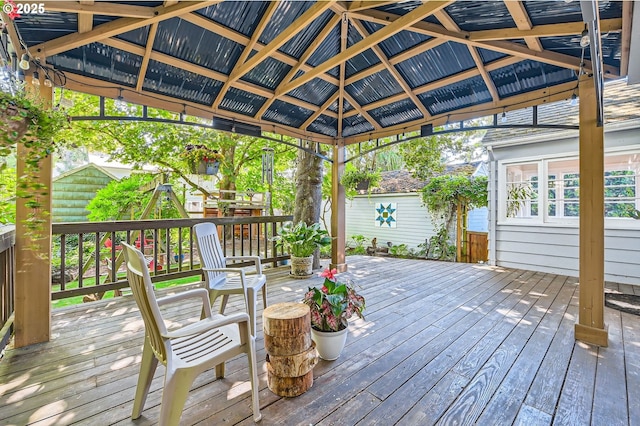 3954 NE 38th Ave, Portland, OR 97212 - wooden terrace featuring a gazebo
