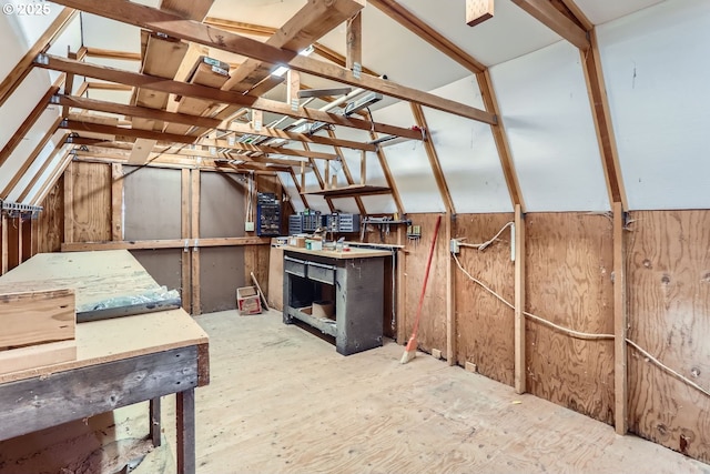 view of unfinished attic