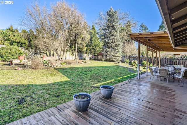 view of yard featuring a deck