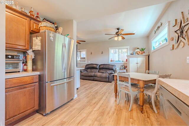 4309 C St, Washougal, WA 98671 - dining space with light wood-style floors and ceiling fan