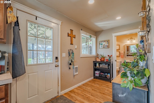 4309 C St, Washougal, WA 98671 - foyer entrance with light wood-style floors, baseboards, recessed lighting, and heating unit