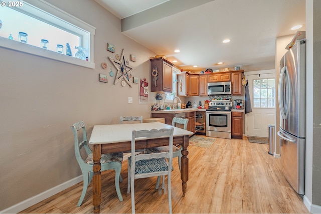 4309 C St, Washougal, WA 98671 - dining space featuring light wood-type flooring, recessed lighting, and baseboards