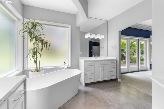 4220 NE 171st Ave, Vancouver, WA 98682 - full bath with vanity, a freestanding bath, and marble finish flooring