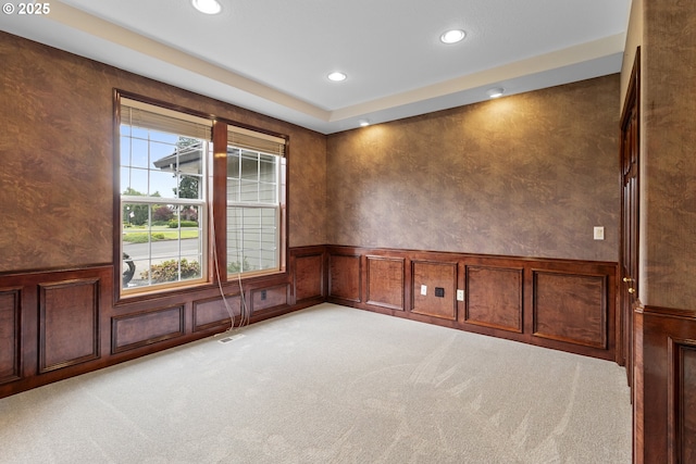 4220 NE 171st Ave, Vancouver, WA 98682 - spare room featuring recessed lighting, a decorative wall, light carpet, and a wainscoted wall