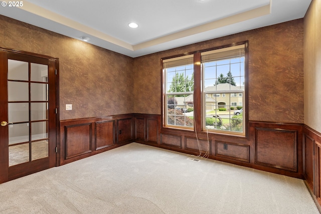 4220 NE 171st Ave, Vancouver, WA 98682 - unfurnished room featuring light colored carpet, a wainscoted wall, a decorative wall, and recessed lighting
