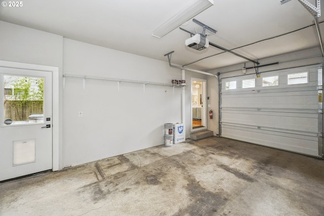 garage with a garage door opener