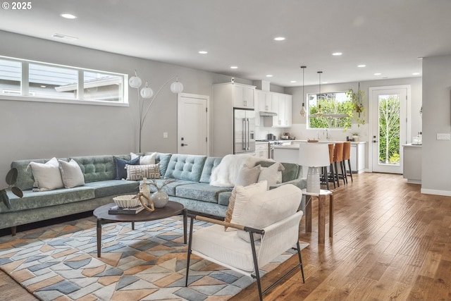 living room featuring light hardwood / wood-style floors