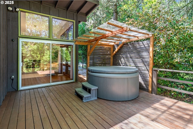 3115 NW Cornell Rd, Portland, OR 97210 - wooden terrace with a hot tub and a pergola