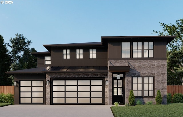 16250 Reese Rd, Lake Oswego, OR 97035 - contemporary home featuring an attached garage, concrete driveway, and brick siding