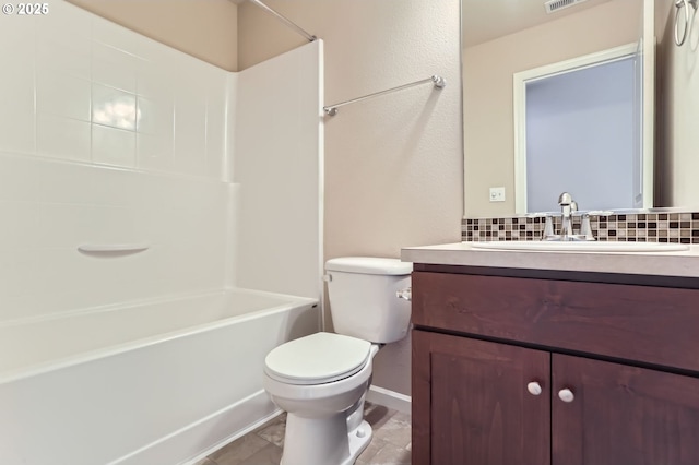 7156 NW Abigail Ter, Portland, OR 97229 - bathroom with vanity, toilet, baseboards, tub / shower combination, and visible vents