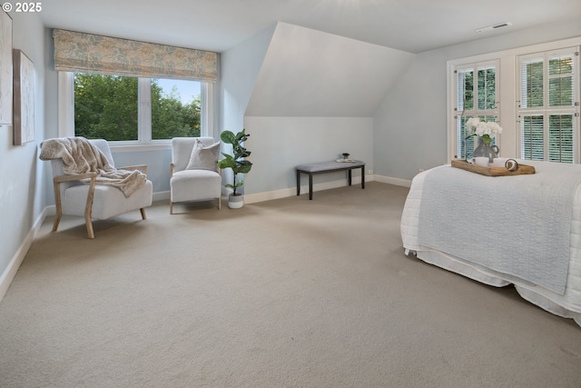 3505 SW Beaverton Ave, Portland, OR 97239 - bedroom featuring carpet flooring and lofted ceiling