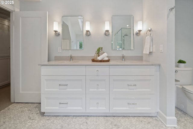 3505 SW Beaverton Ave, Portland, OR 97239 - bathroom with double vanity and a shower