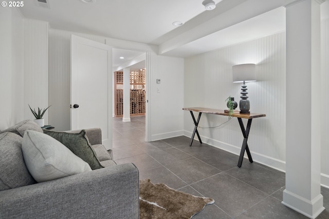 3505 SW Beaverton Ave, Portland, OR 97239 - living area featuring baseboards and tile patterned floors