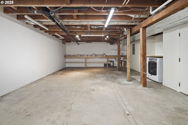 3505 SW Beaverton Ave, Portland, OR 97239 - unfinished basement with washer / clothes dryer and electric panel