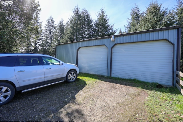 view of detached garage