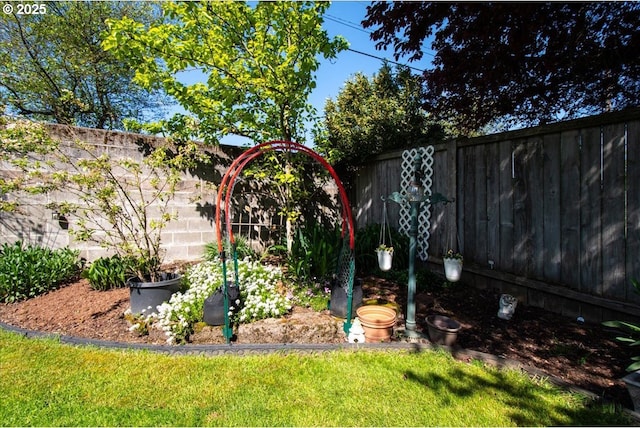 view of yard featuring a fenced backyard