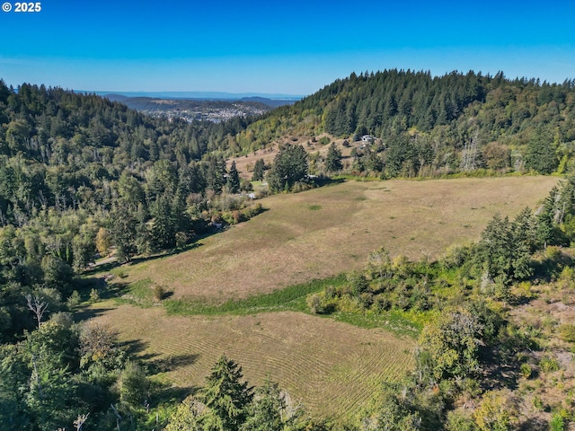 aerial view with a wooded view