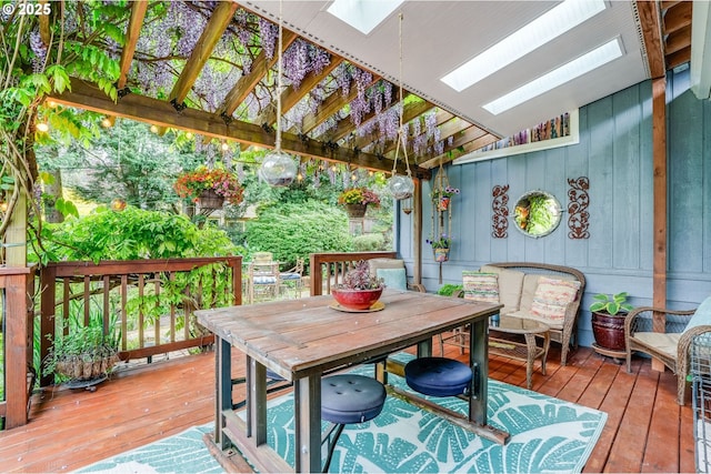 wooden deck with a pergola