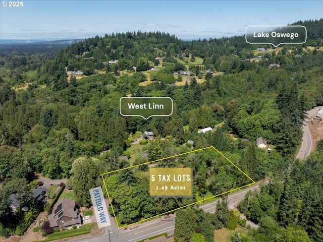 1805 SW Pattulo Way W, Linn, OR 97068 - aerial view of property's location featuring a forest and property parcel outlined