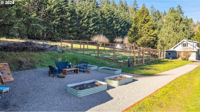 view of home's community featuring a garden