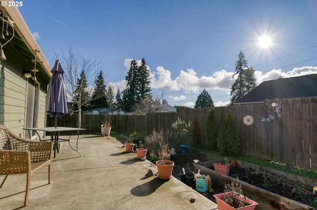 view of patio featuring a fenced backyard