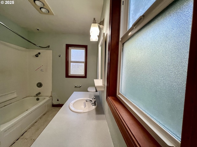 3715 Coho Pl, Cannon Beach, OR 97110 - bathroom with bathtub / shower combination, toilet, baseboards, and vanity