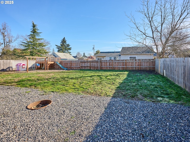 view of yard featuring a playground