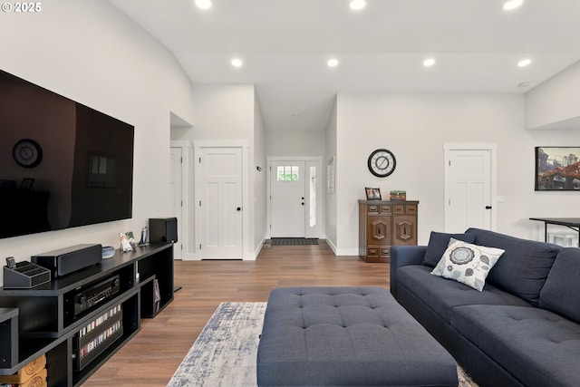 304 SW Birdsdale Dr, Gresham, OR 97080 - living room with wood finished floors, baseboards, and recessed lighting