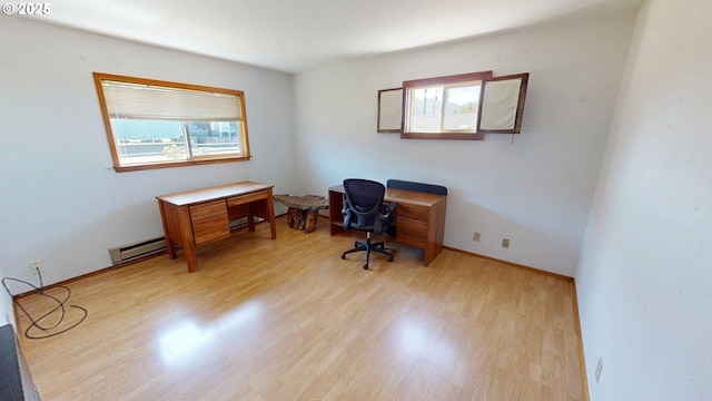 29730 Hillcrest St, Gold Beach, OR 97444 - office area with wood finished floors and a baseboard heating unit