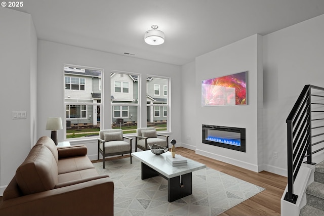 living room featuring light hardwood / wood-style flooring