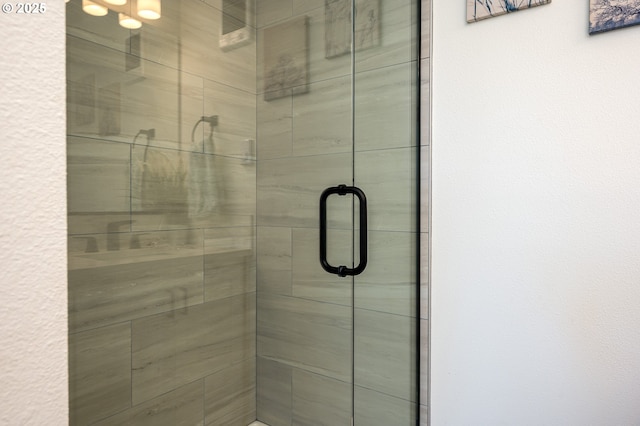 bathroom with a shower stall