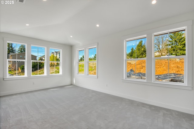 2258 Satter St, West Linn, OR 97068 - carpeted spare room featuring baseboards, recessed lighting, and lofted ceiling