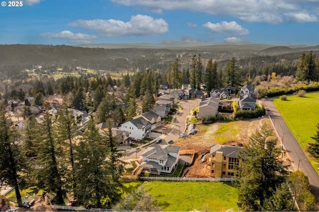 aerial view of residential area featuring a forest