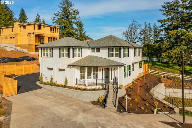 2258 Satter St, West Linn, OR 97068 - view of front of house featuring a shingled roof, a porch, and driveway