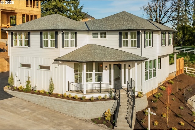 2258 Satter St, West Linn, OR 97068 - view of front facade featuring roof with shingles, board and batten siding, and covered porch