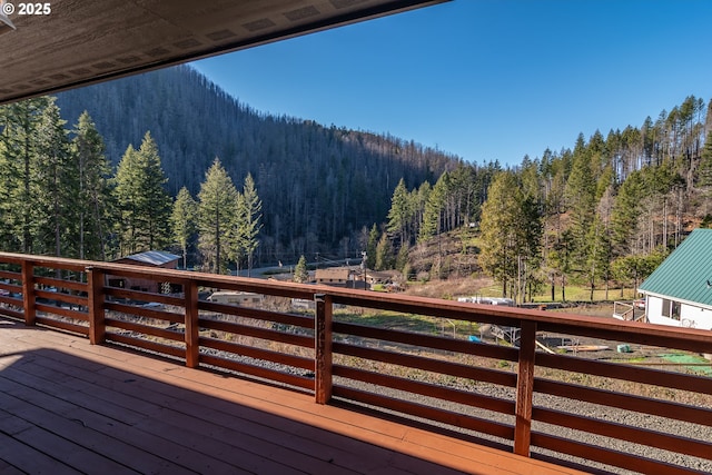 deck with a view of trees