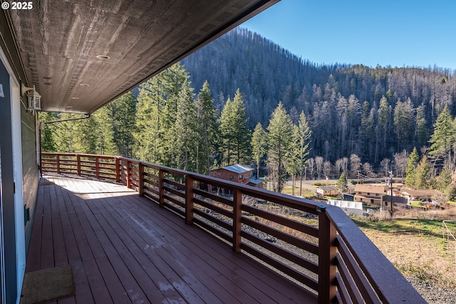 deck with a view of trees