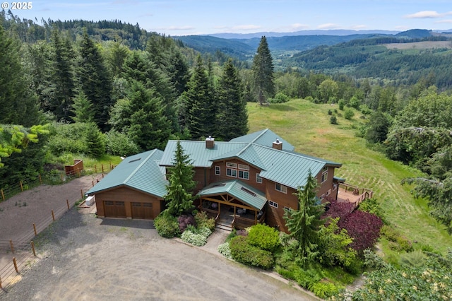 aerial view with a mountain view