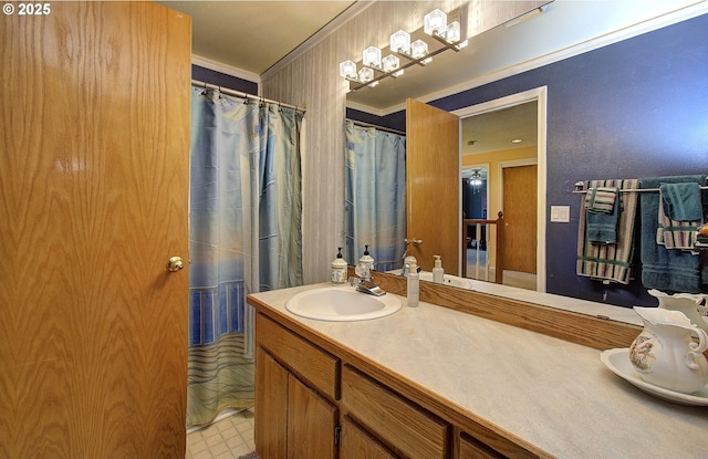 10535 SW 135th Ave, Beaverton, OR 97008 - full bath with crown molding, vanity, and a shower with curtain