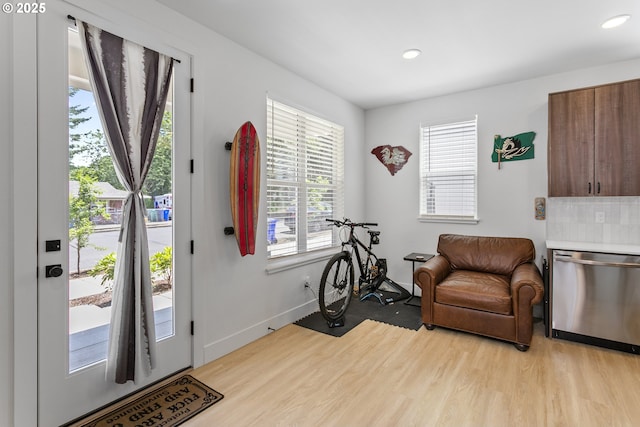 7557 N Gilbert Ave, Portland, OR 97203 - sitting room with light wood-style flooring and recessed lighting